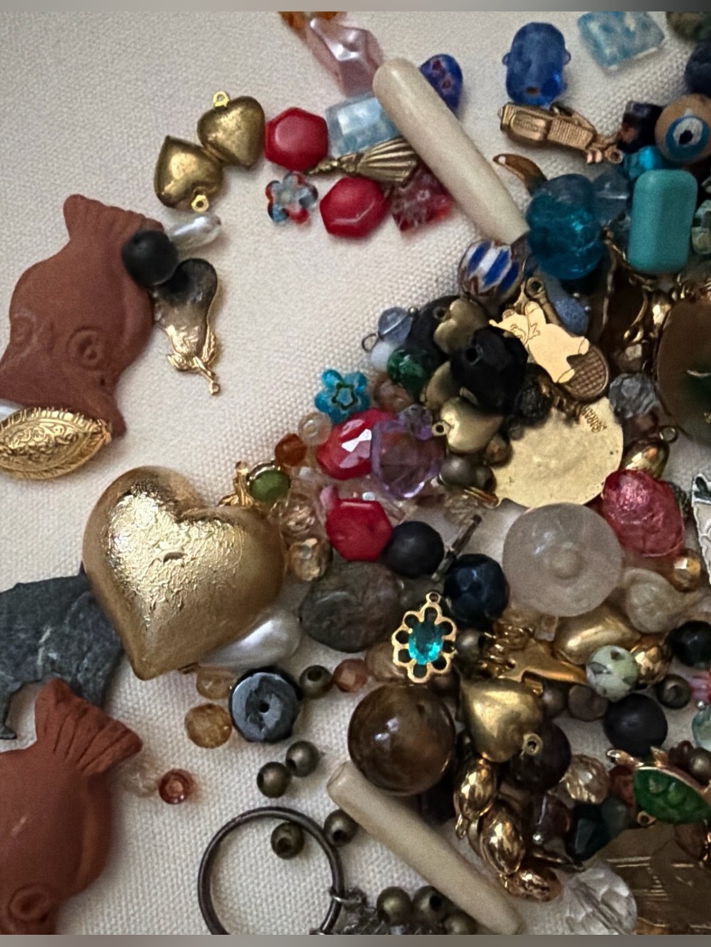 Women's Gold Heart and Mixed Bead Charm for jewelry makers- Unbranded